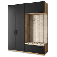 GARDEROBENSCHRANK REMA 200/240/60 cm Modern Eiche Wotan - Eiche Wotan/Schwarz, Holzwerkstoff (200/240/60cm) - MASSENO
