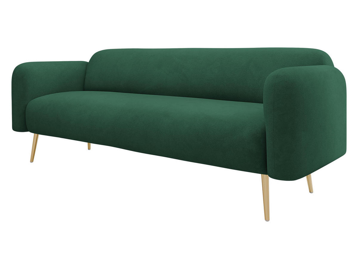 SOFA Nami 3 - Goldfarben/Grün, Holz/Textil (204/75/71cm) - MIRJAN24