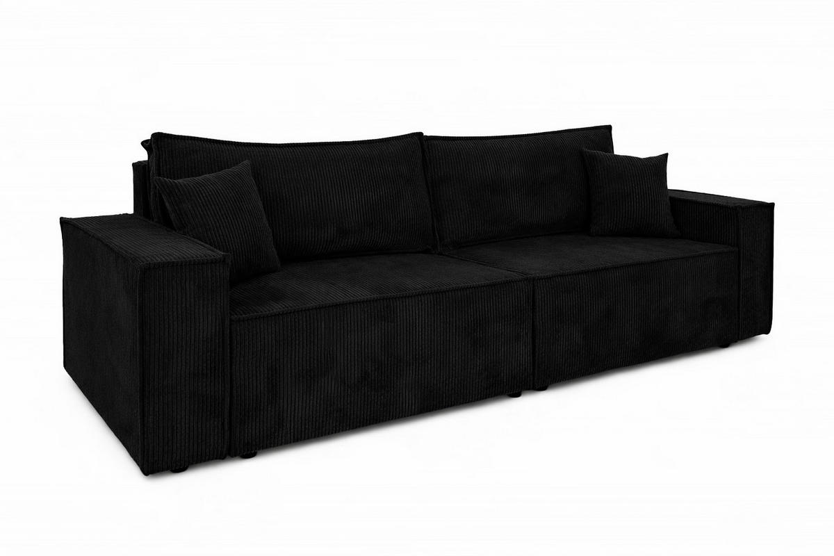 SOFA Mit Schlaffunktion Und Bettkasten, Cordstoff Poso, Schwarz, BEST SCORNER - Schwarz, Holz (245/83/90cm) - Kaiser Möbel