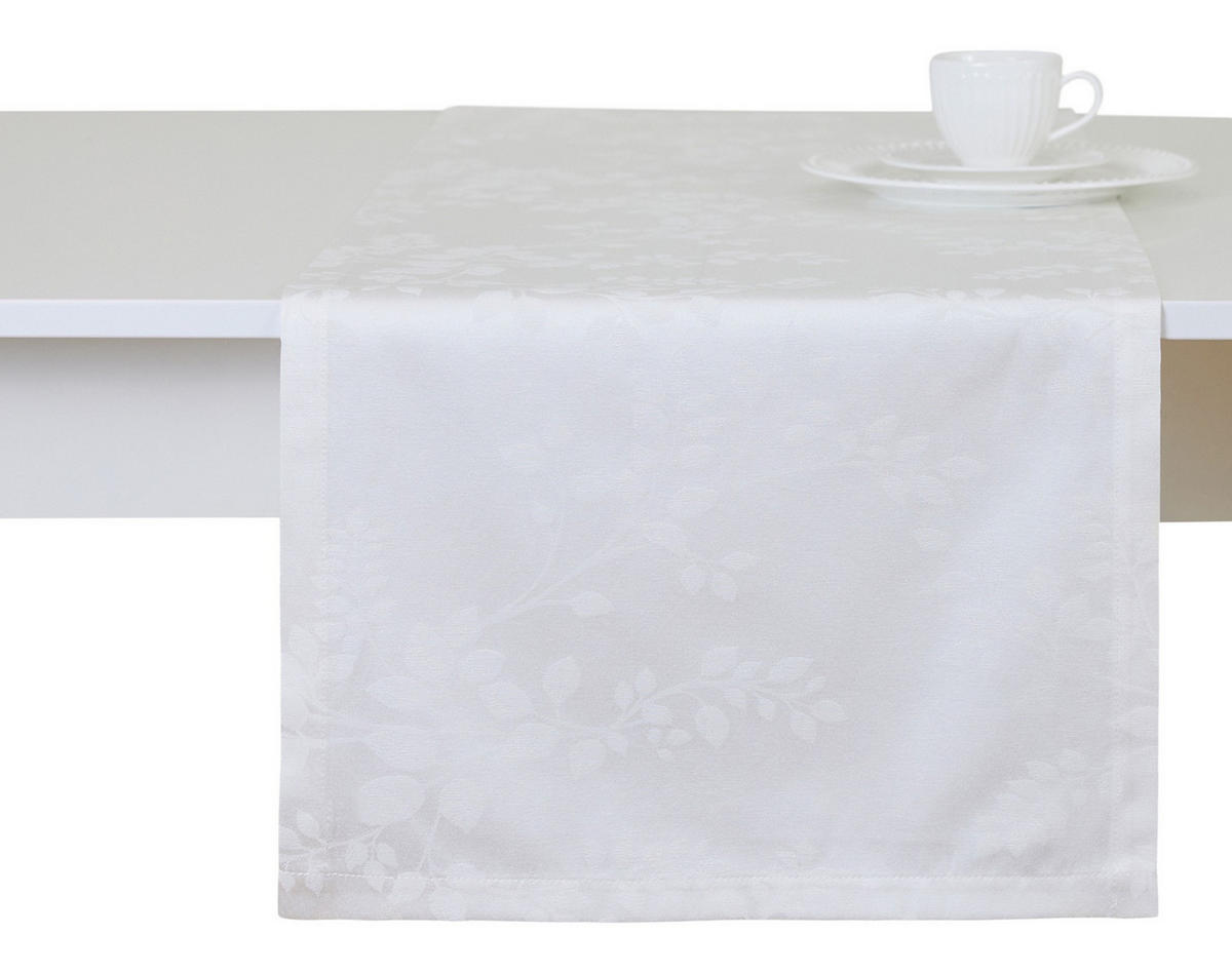 TISCHLÄUFER Cador - Weiß, Textil (180/40/1cm) - home&you