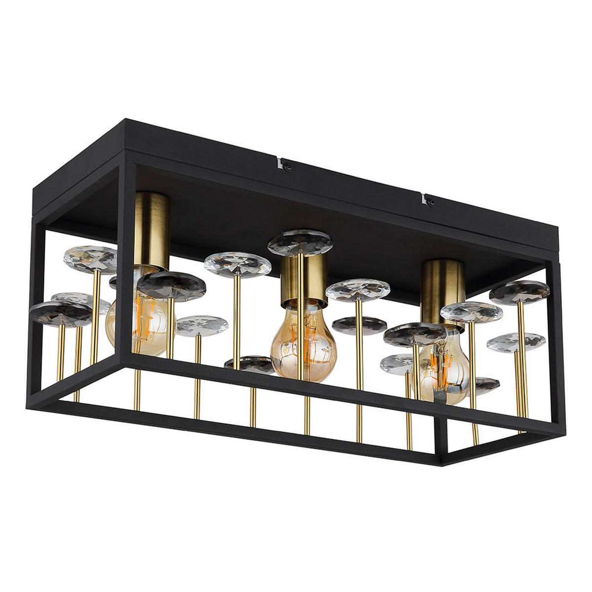 DECKENLEUCHTE LISBON Metall, Kristall, Schwarz Gold - Goldfarben, Metall (45/18/20cm) - Globo Lighting