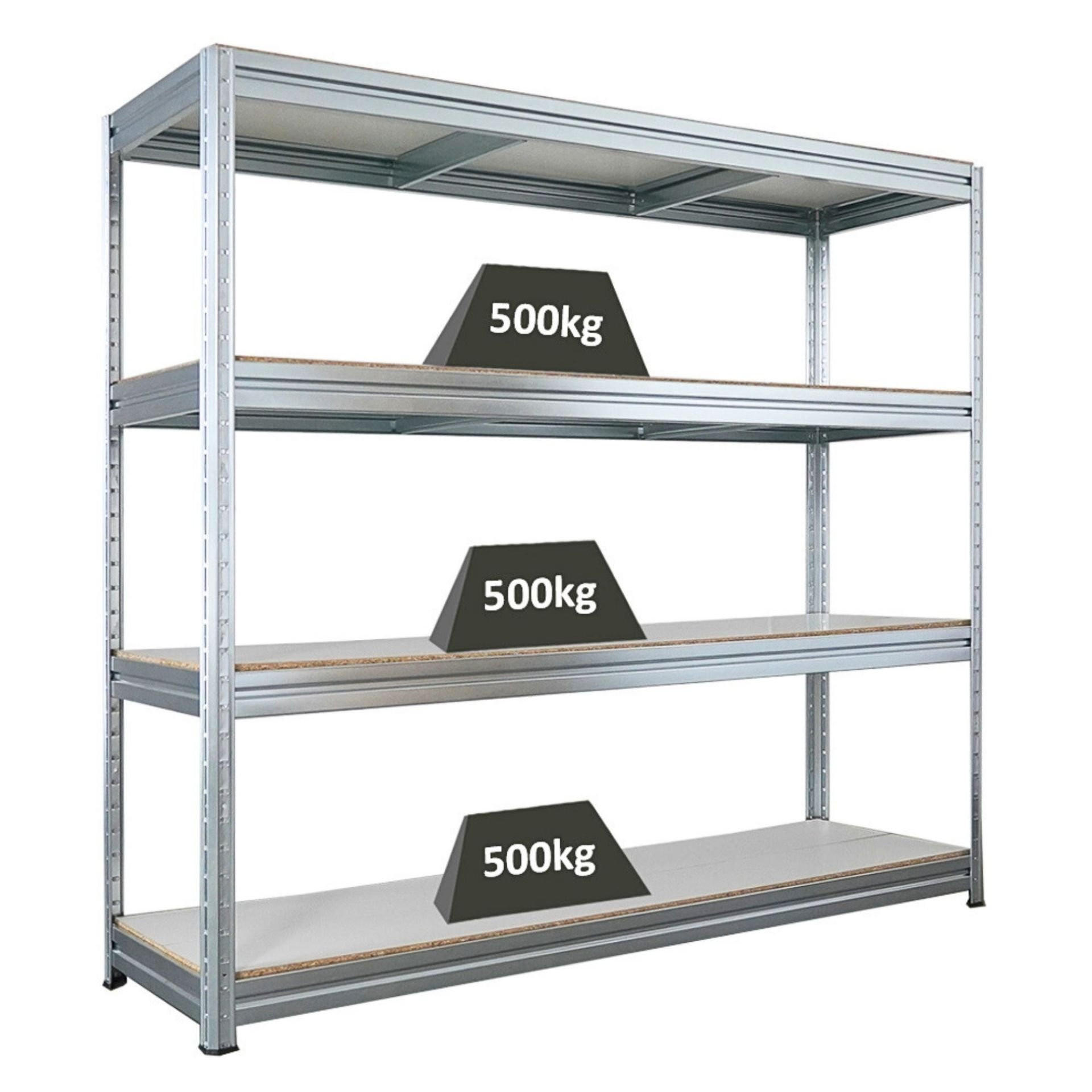 SCHWERLASTREGAL Dino 180x200x60cm Melamin-Ebenen Verzinkt - Silberfarben, Metall (200/180/60cm) - PROREGAL