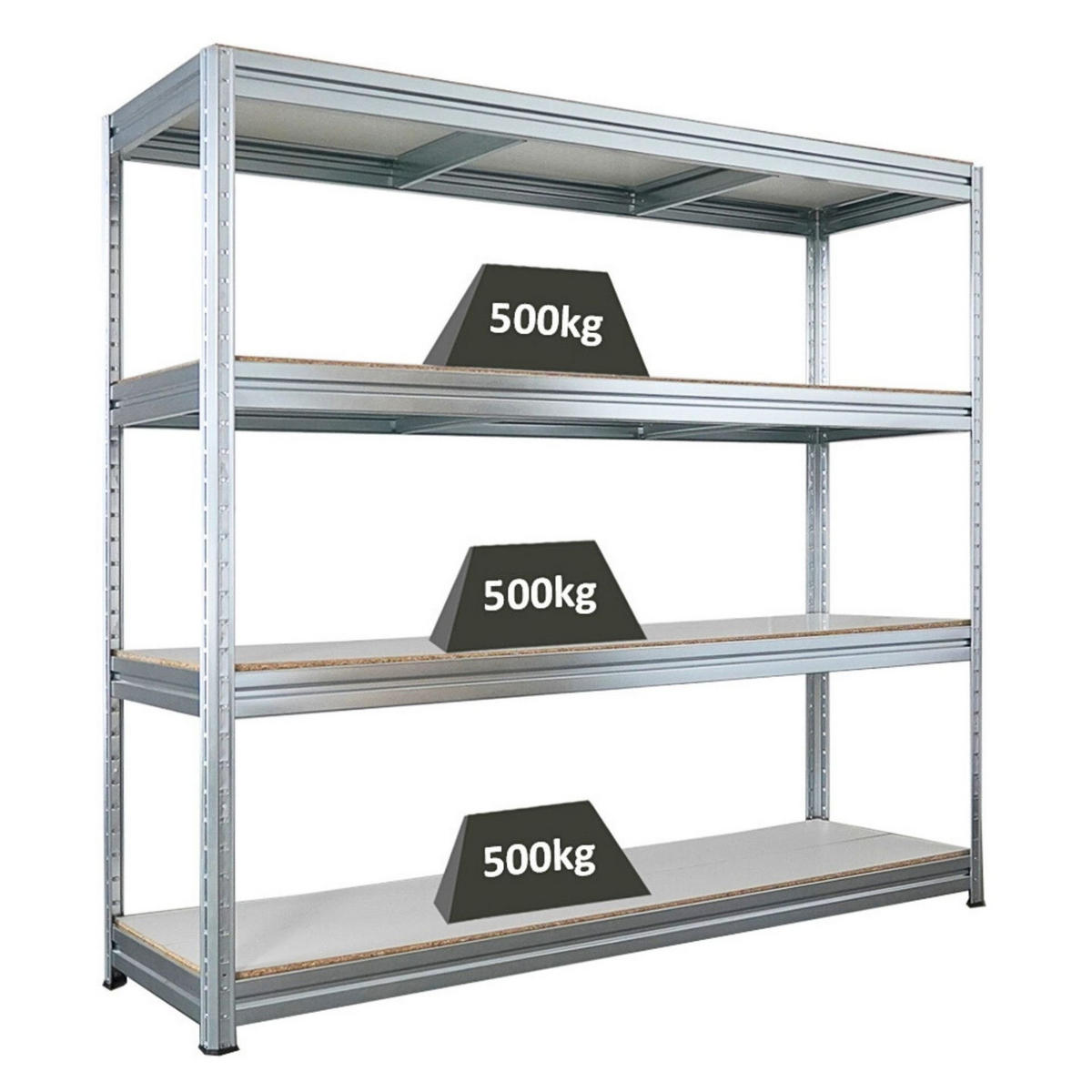 SCHWERLASTREGAL Dino 180x200x60cm Melamin-Ebenen Verzinkt - Silberfarben, Metall (200/180/60cm) - PROREGAL