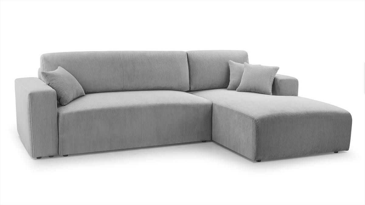 ECKSOFA L Form Catea Hellgrau 279/145/84 cm Rechts mit Schlaffunktion - Hellgrau/Schwarz, Kunststoff/Textil (279/145cm) - AX Living