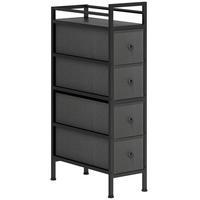 KOMMODE DE-38040 4 Vliesstoffschubladen mit Stahlrahmen Schwarz - Schwarz, Holzwerkstoff (43/81.5/20cm) - ComfortXL