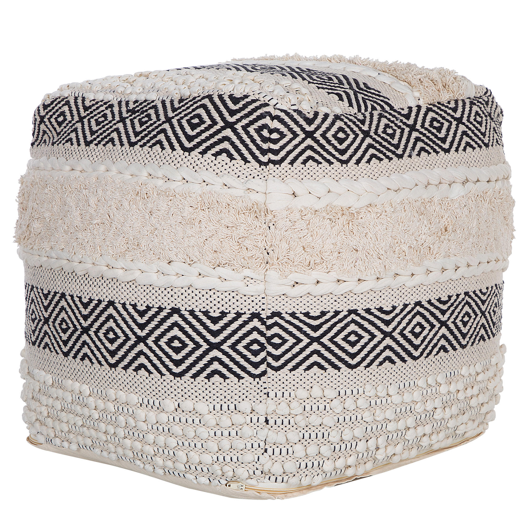 POUF Kanam 50/50/50 cm - Weiß, Naturmaterialen/Textil (50/50/50cm) - Beliani