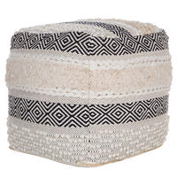 POUF Kanam 50/50/50 cm - Weiß, Naturmaterialen/Textil (50/50/50cm) - Beliani