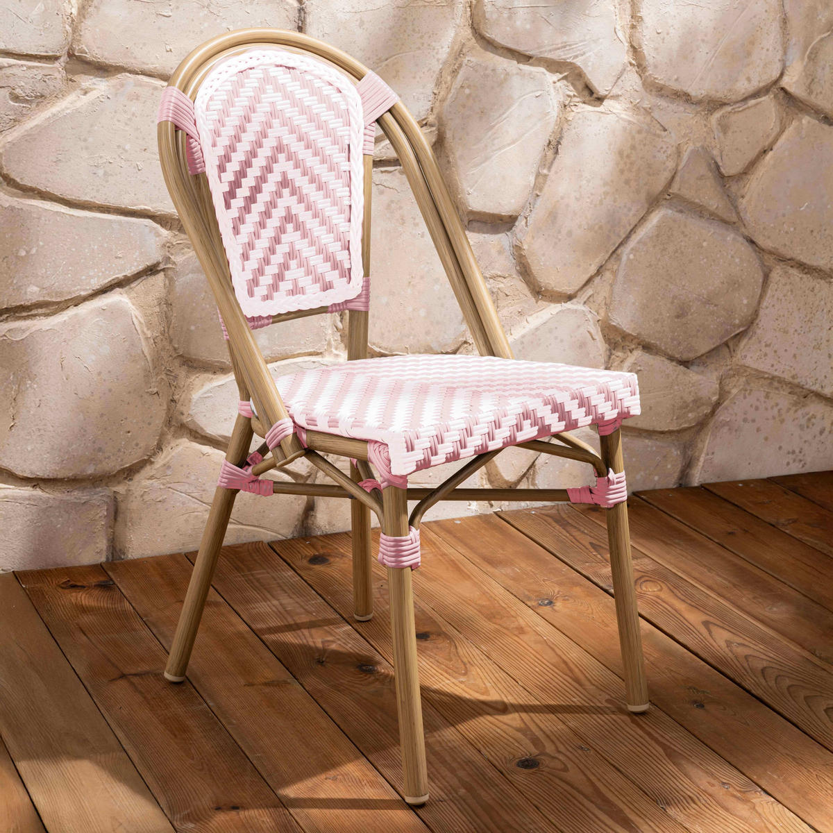 TERRASSENSTUHL, Rosa - Pink, Holz (48/85/57cm) - Oviala