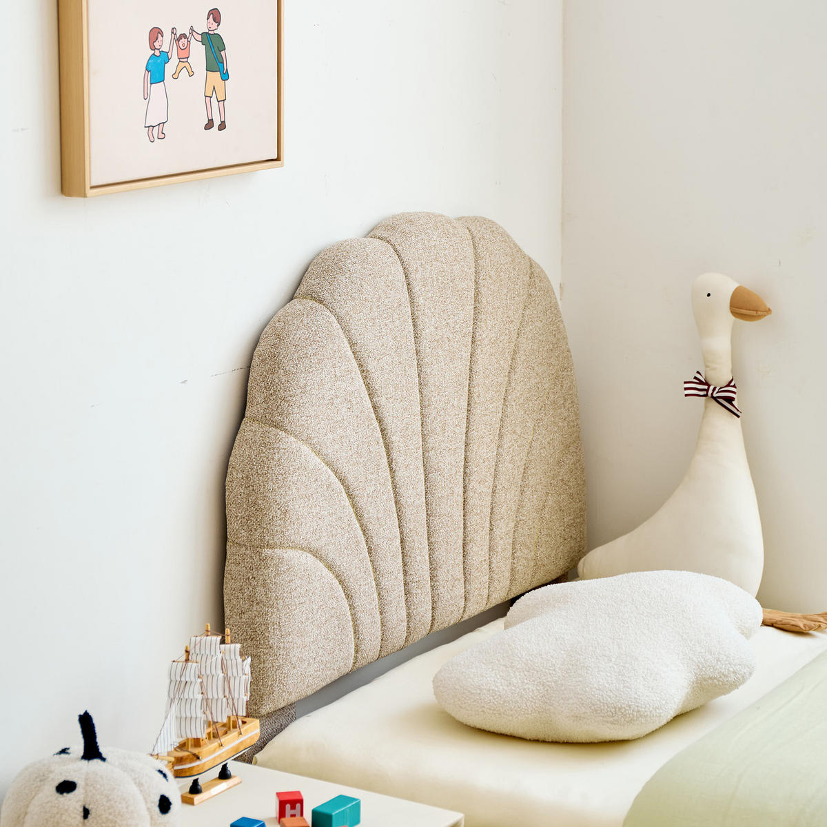 BETTKOPFTEIL Beige 90 cm - Beige, Holz (90/120/7.5cm) - Nordlys