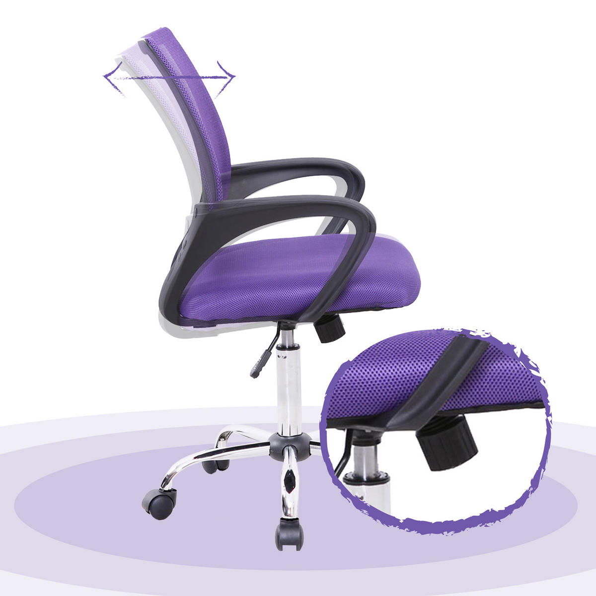KINDERSCHREIBTISCHSTUHL CYDNEY Stoffbezug Lila - Violett/Lila, Textil (57/104/49cm) - SVITA