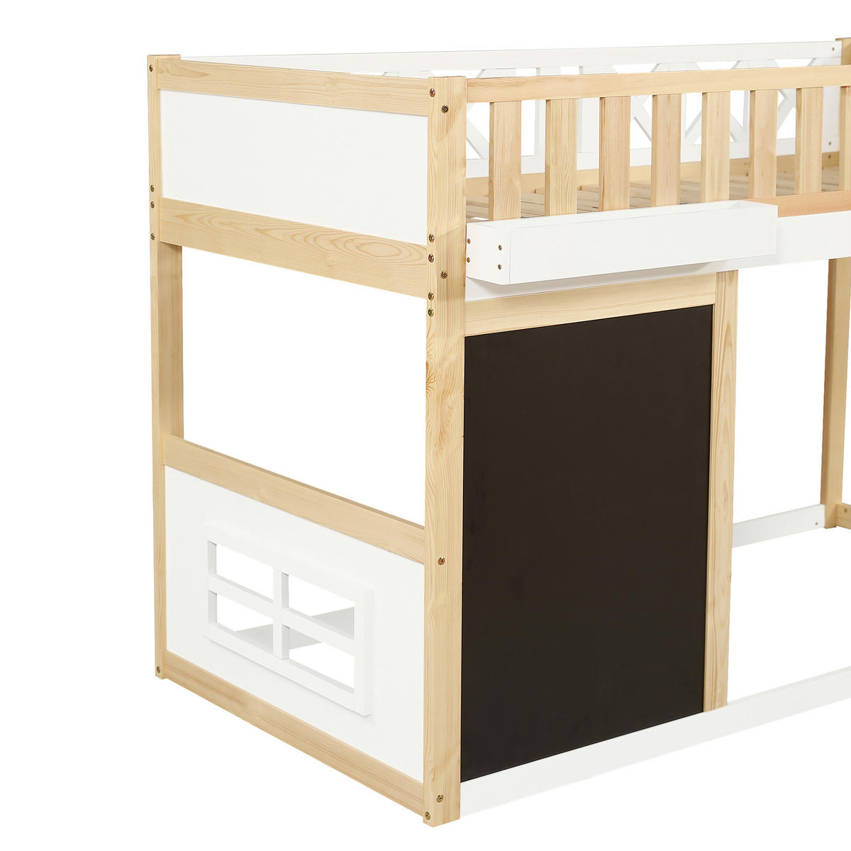 HOCHBETT 90/200 cm DE-02258, in Weiß/Natur, mit Tafel und Aufbewahrungsbox - Weiß/Naturfarben, Holz/Holzwerkstoff (90/200cm) - ComfortXL