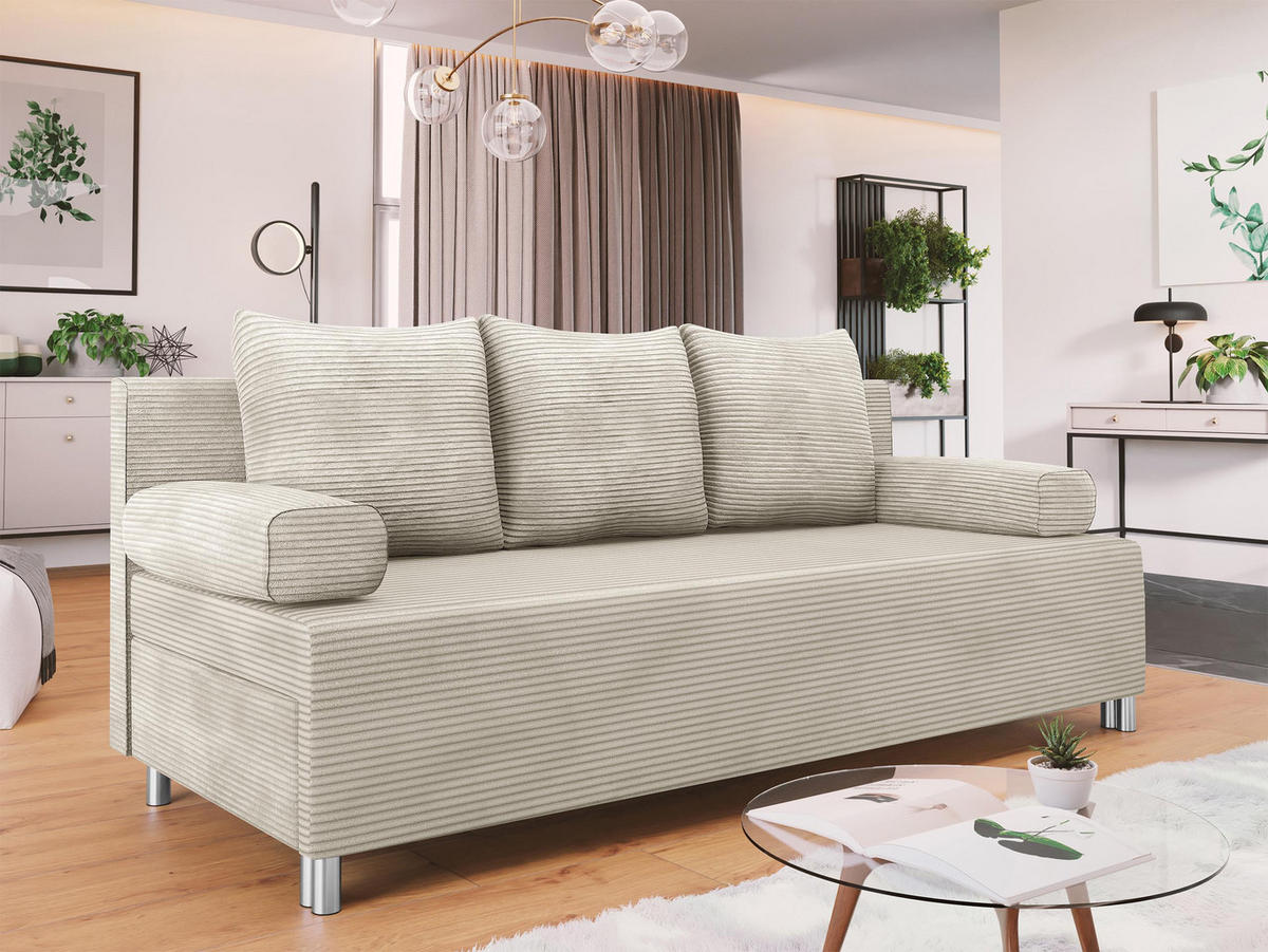 SCHLAFSOFA Dover Cord - Chromfarben/Beige, Holz/Kunststoff (192/86/80cm) - MIRJAN24