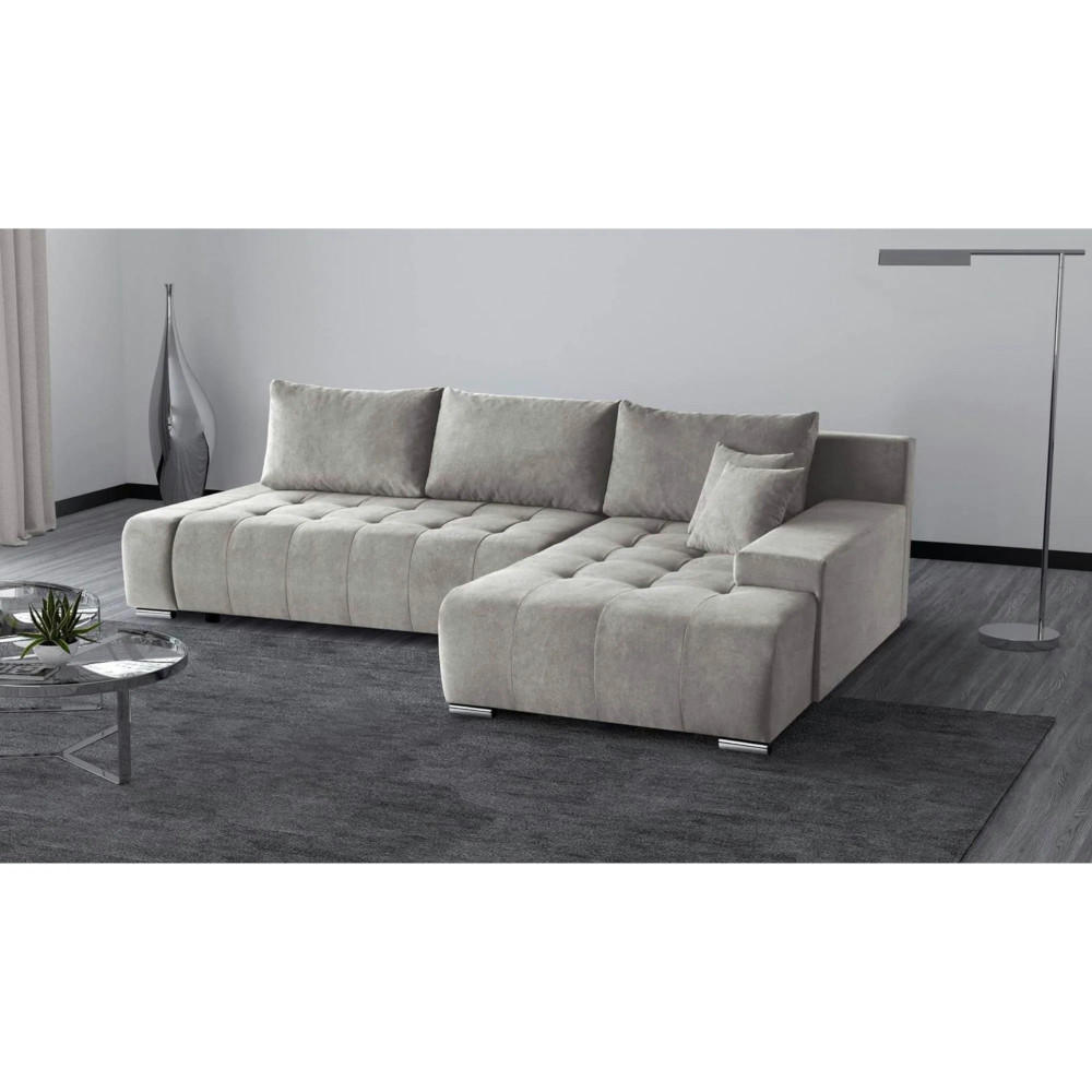 ECKSCHLAFSOFA Draco L Beige - Beige/Schwarz, Textil/Metall (267/186cm) - Beautysofa