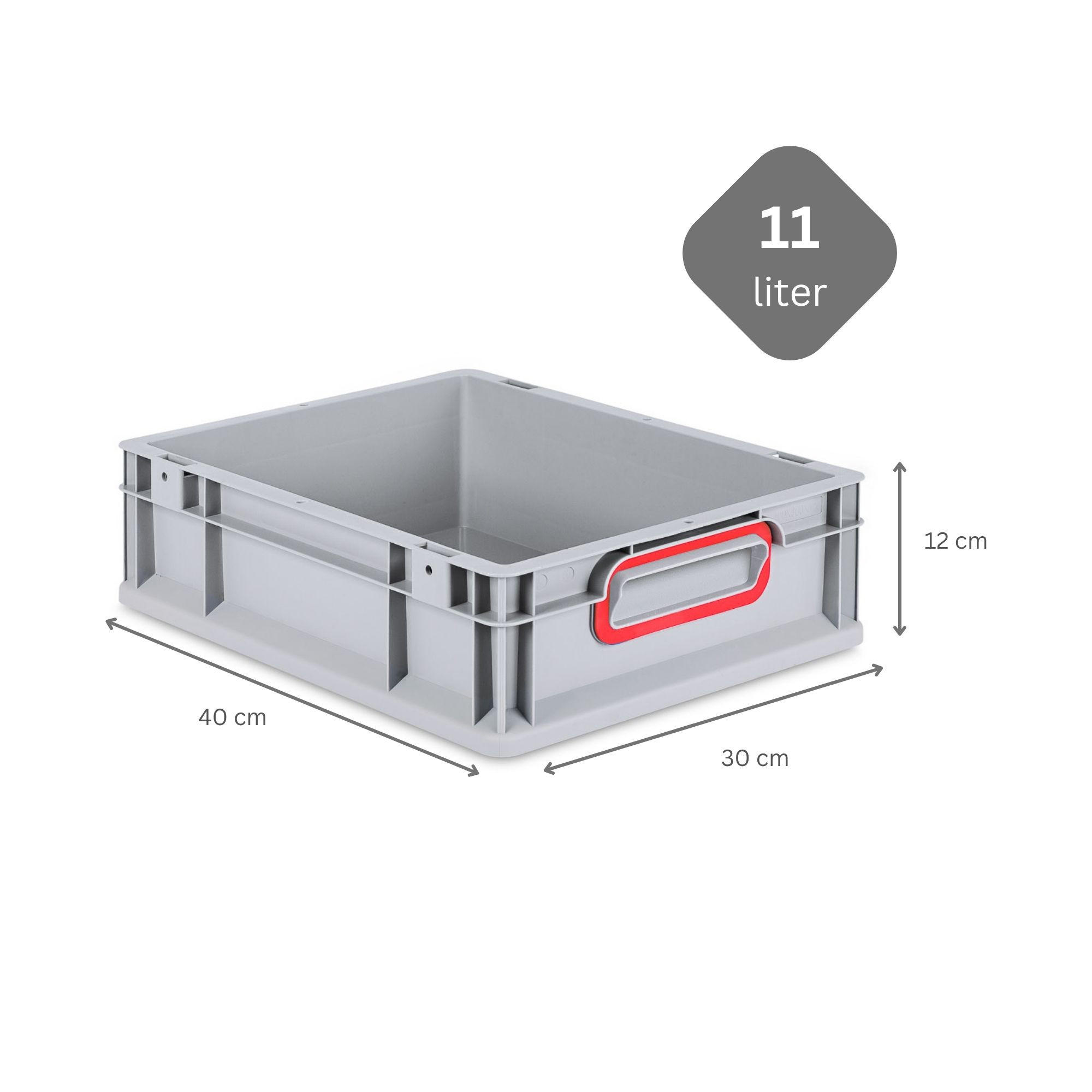 EUROBOX 5x Nextgen Color 12x30x40cm 11 Liter Griffe Rot Geschlossen - Rot, Kunststoff (30/12/40cm) - PROREGAL