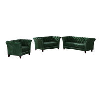 SITZGARNITUR 3+2+1 Chesterfield Fusion Grün Samt - Smaragdgrün/Braun, Holz/Textil (237/75/82cm) - S-Style Möbel