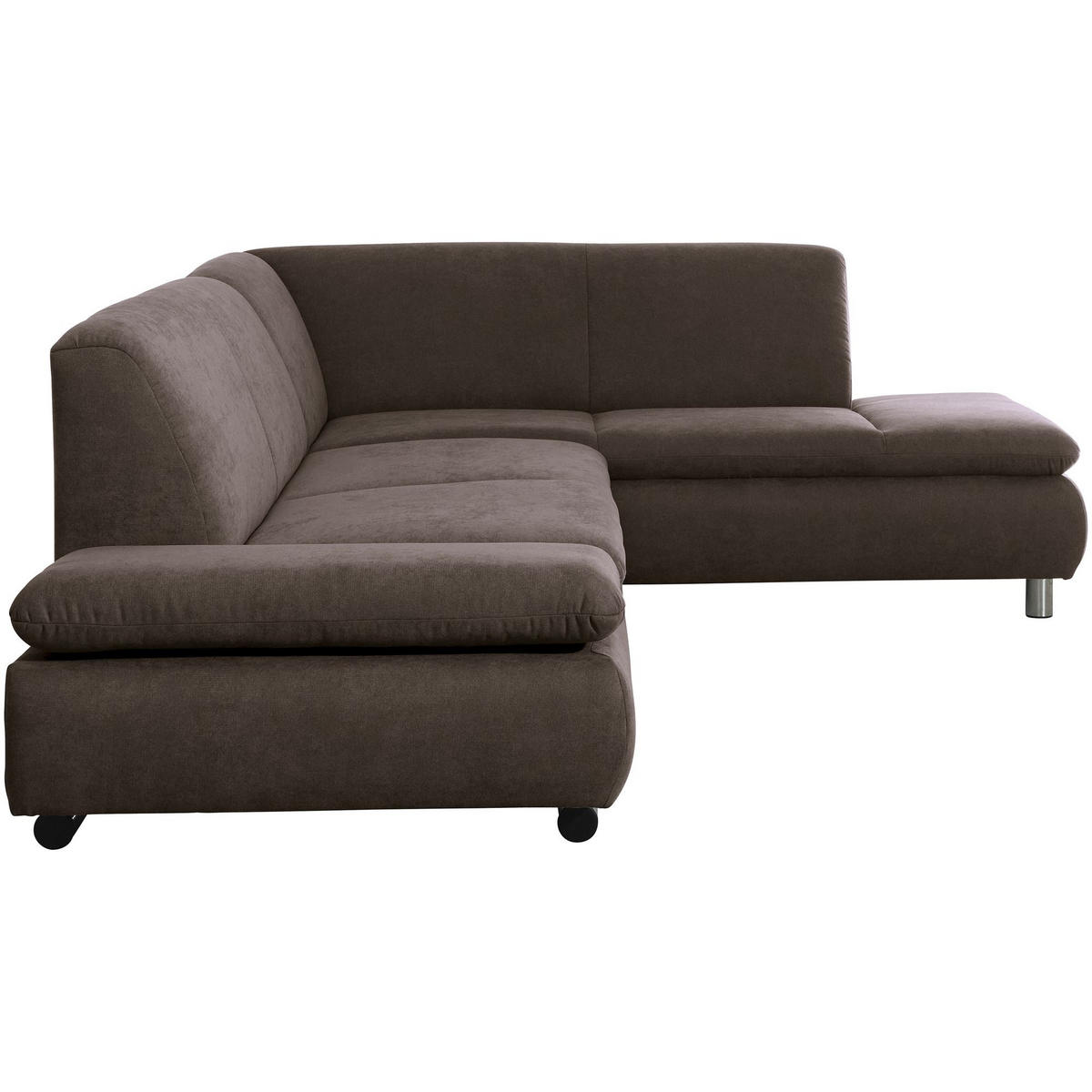 ECKSOFA mit Ottomane rechts Kaye Flachgewebe schoko - Mokka, Kunststoff (190/270cm) - 58aufmkessel
