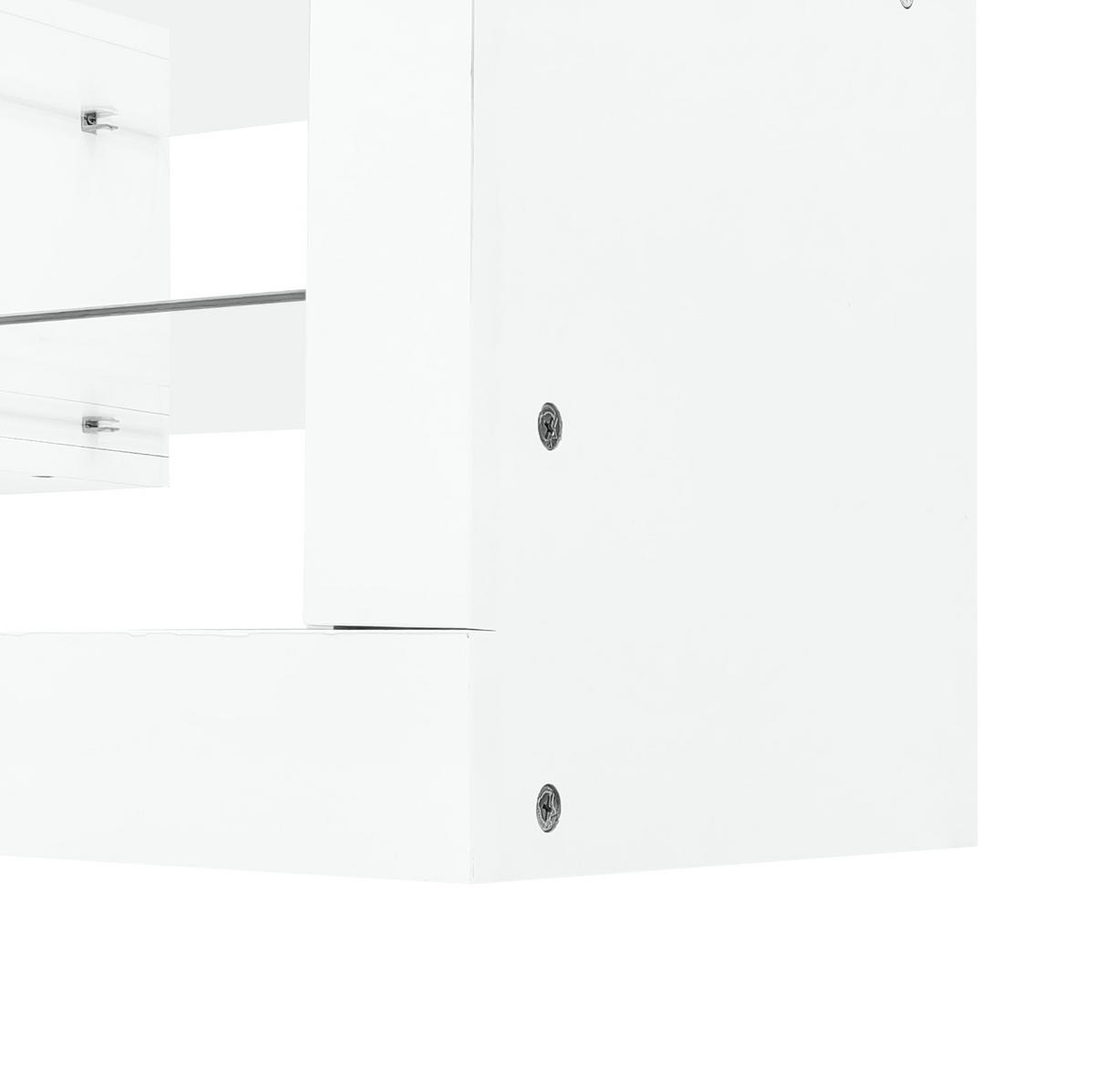 TV-SCHRANK 181/38/38 cm weiß Spanplatte mit LED-Beleuchtung und zwei klappbaren Schubladen - Weiß, Holzwerkstoff (181/38/38cm) - OKWISH