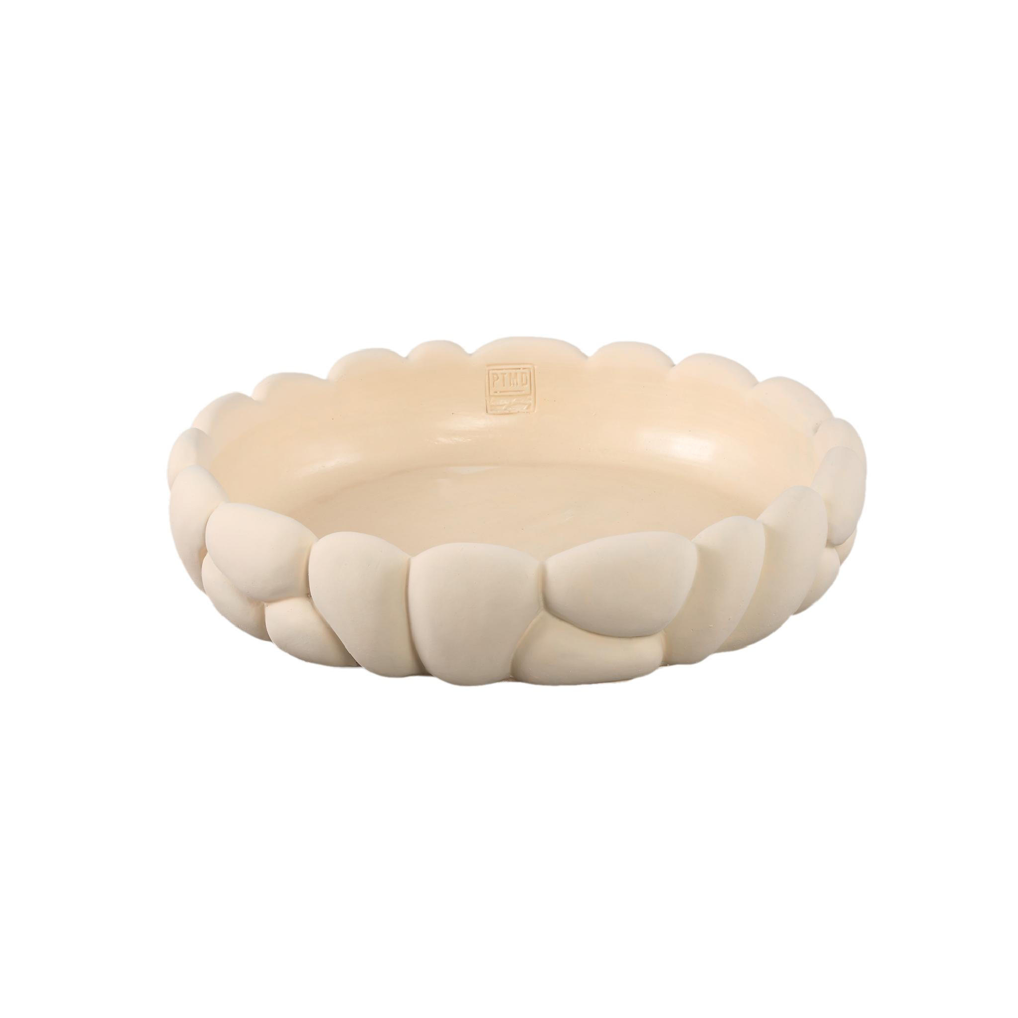 SCHALE Mikay Weiß 40/40/9cm - Weiß, Stein (9cm) - PTMD Collection