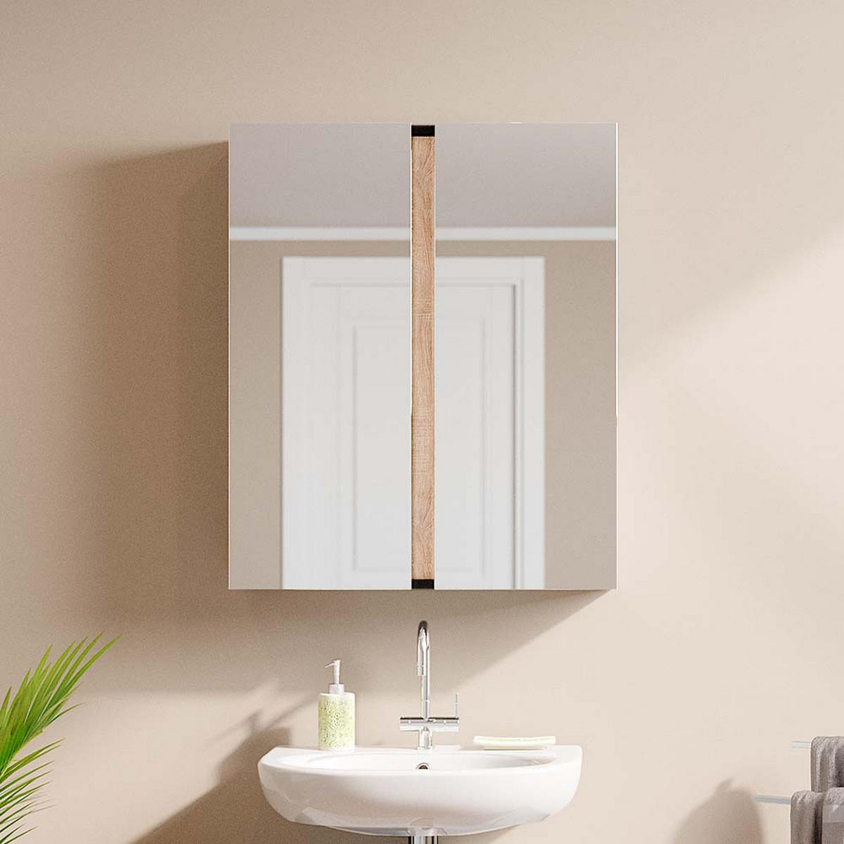 BADMÖBEL-SET Gloria Anthrazit 2 Teile - Anthrazit/Sonoma Eiche, Holzwerkstoff (70/55/34cm) - Vicco