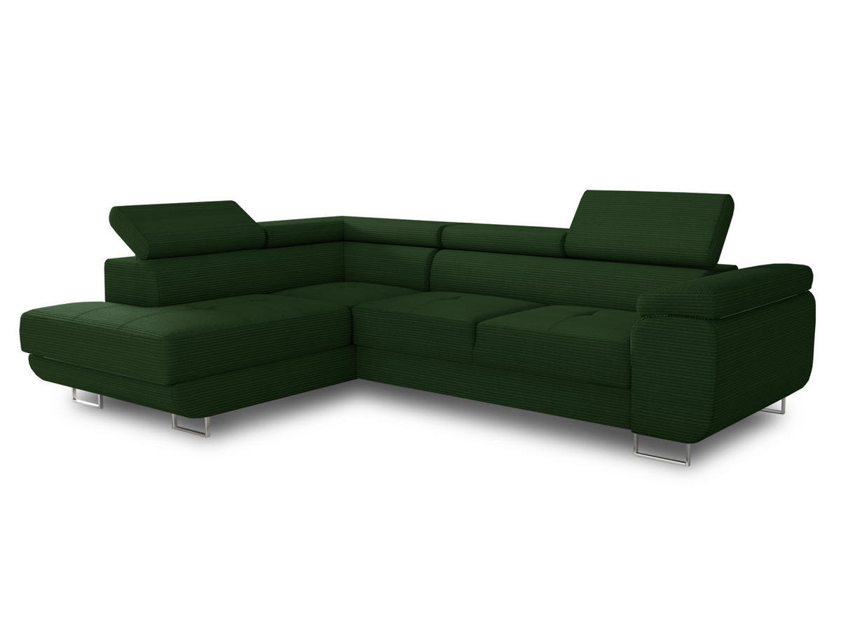 ECKSOFA Caris Cord, Seite: Links - Grün, Holz/Textil (273/203cm) - Sofnet