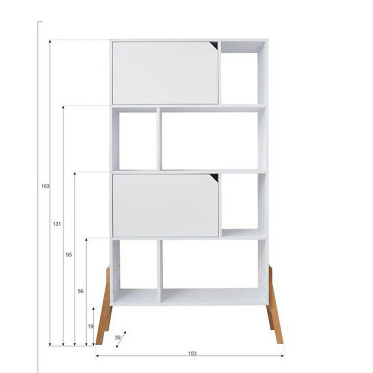 KNIHOVNA Bílá - bílá, kompozitní dřevo (103/163/39cm) - Petits-meubles