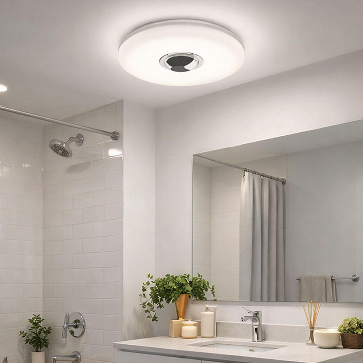 LED DECKENLEUCHTE Chrom Opal - Weiß, Metall (29/29/8cm) - Briloner