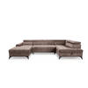 WOHNLANDSCHAFT Arkucio U Braun 345/200/95 cm – großes Sofa mit Schlaffunktion L - Schwarz/Braun, Textil/Metall (200/95/345cm) - AX Living