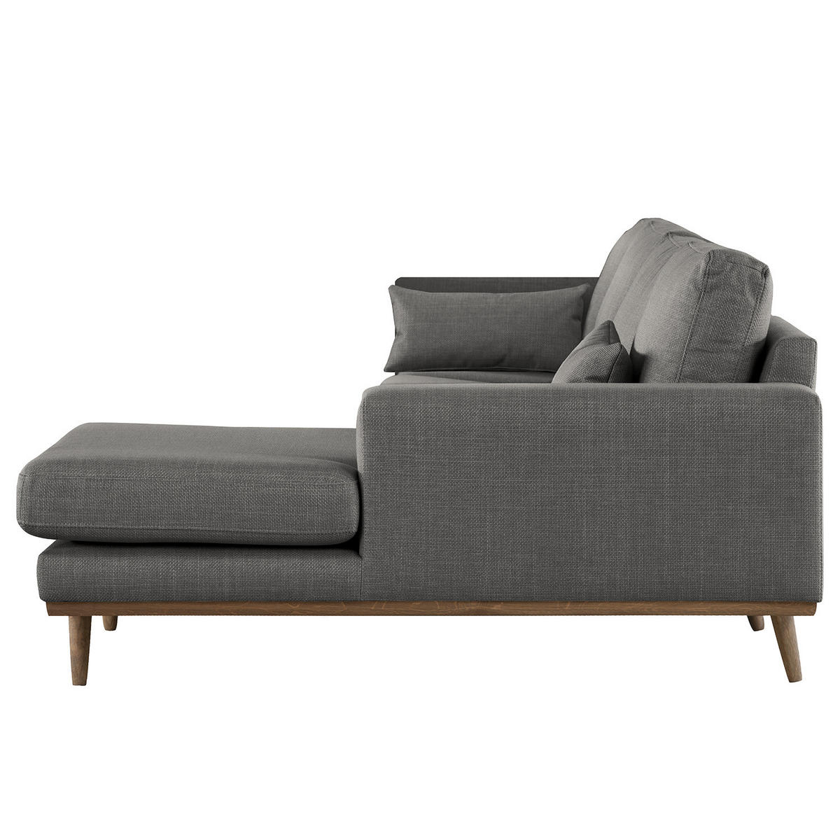 ECKSOFA mit Longchair - Eichefarben/Dunkelgrau, Eichenholz/Textil (281/153cm) - home24