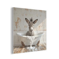 AKUSTIKPANEEL Esel - Tiere - Badewanne - Schaumstoff 90x90 cm - Weiß, Textil (90/0.9/90cm) - MuchoWow