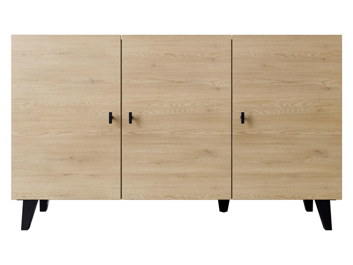 KOMMODE Vurkizo 150 3D - Eichefarben/Schwarz, Holzwerkstoff/Kunststoff (151/90/40cm) - MIRJAN24