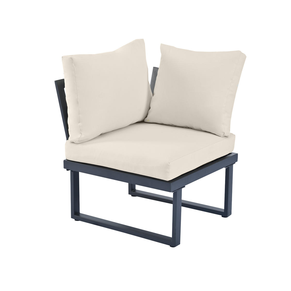 GARTENSET 189x189x65cm beige aus Stahl mit Teak-Imit, verstellbar - Beige, Textil - Modfu