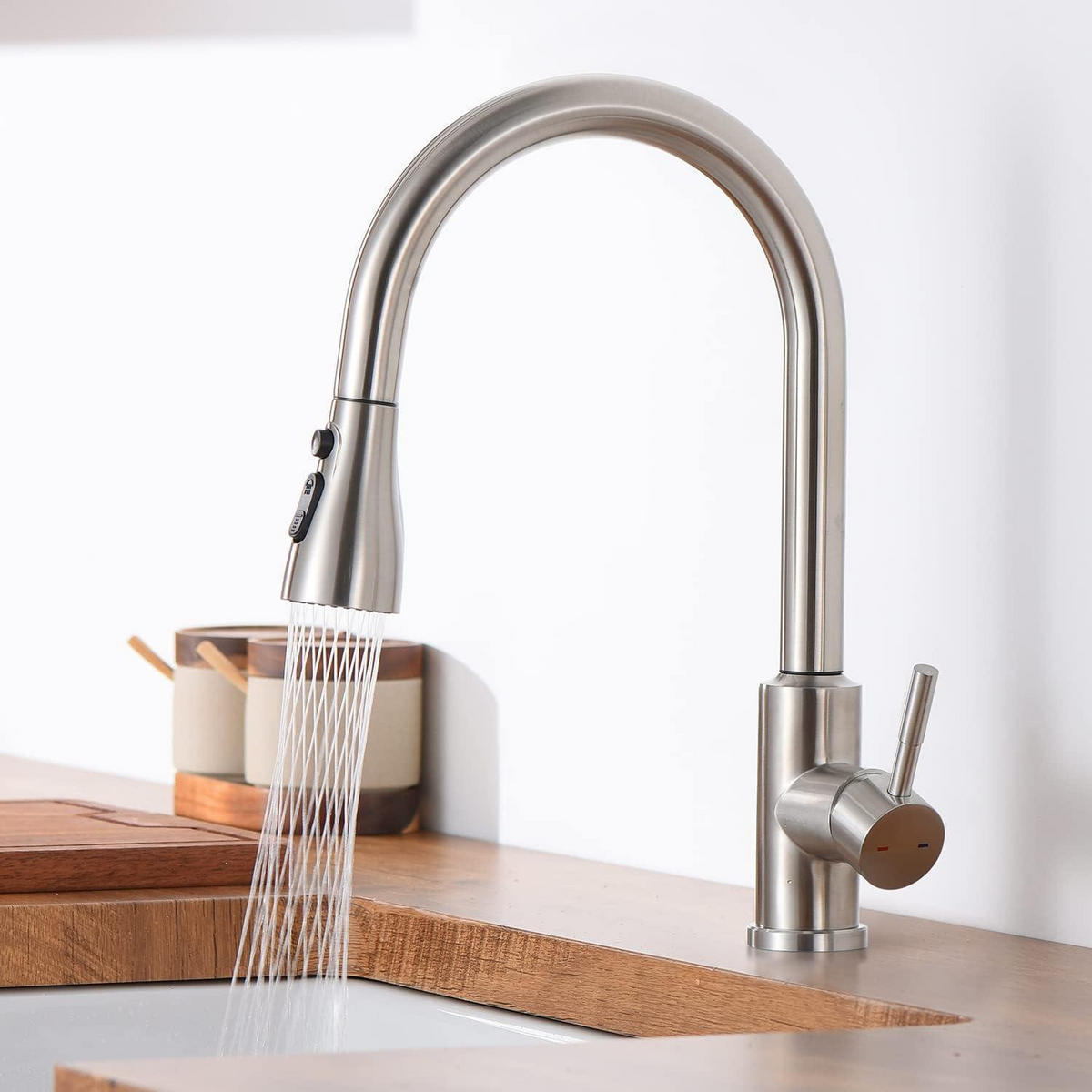 KÜCHENARMATUR Brausekopf mit 3 Funktionen Nickel Gebürstet - Silberfarben, Kunststoff (5.2/2/10.1cm)