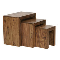 SATZTISCH 3er Set eckig AHMAD Sheesham - Braun, Holz (30/50/45cm) - furnicato