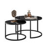 COUCHTISCH 2-in-1 CIRI GLASS mit schwarzer und weißer Struktur - Schwarz, Holzwerkstoff (70/70/47cm) - Lookway