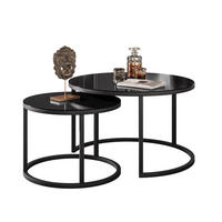 COUCHTISCH 2-in-1 CIRI GLASS mit schwarzer und weißer Struktur - Schwarz, Holzwerkstoff (70/70/47cm) - Lookway