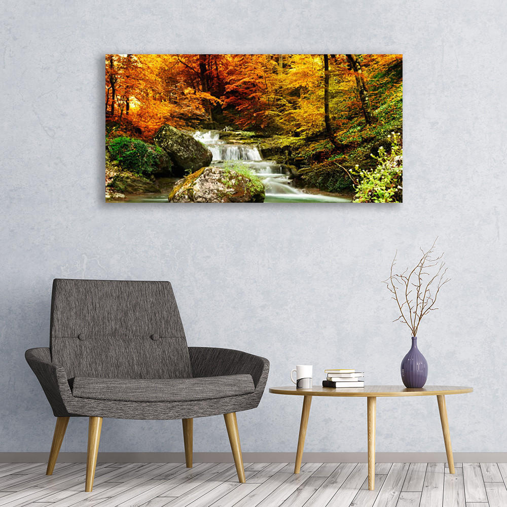 LEINWANDBILD 120x60 cm Herbstlandschaft - Dunkelgrün/Orange, Textil (120/4cm) - TULUP