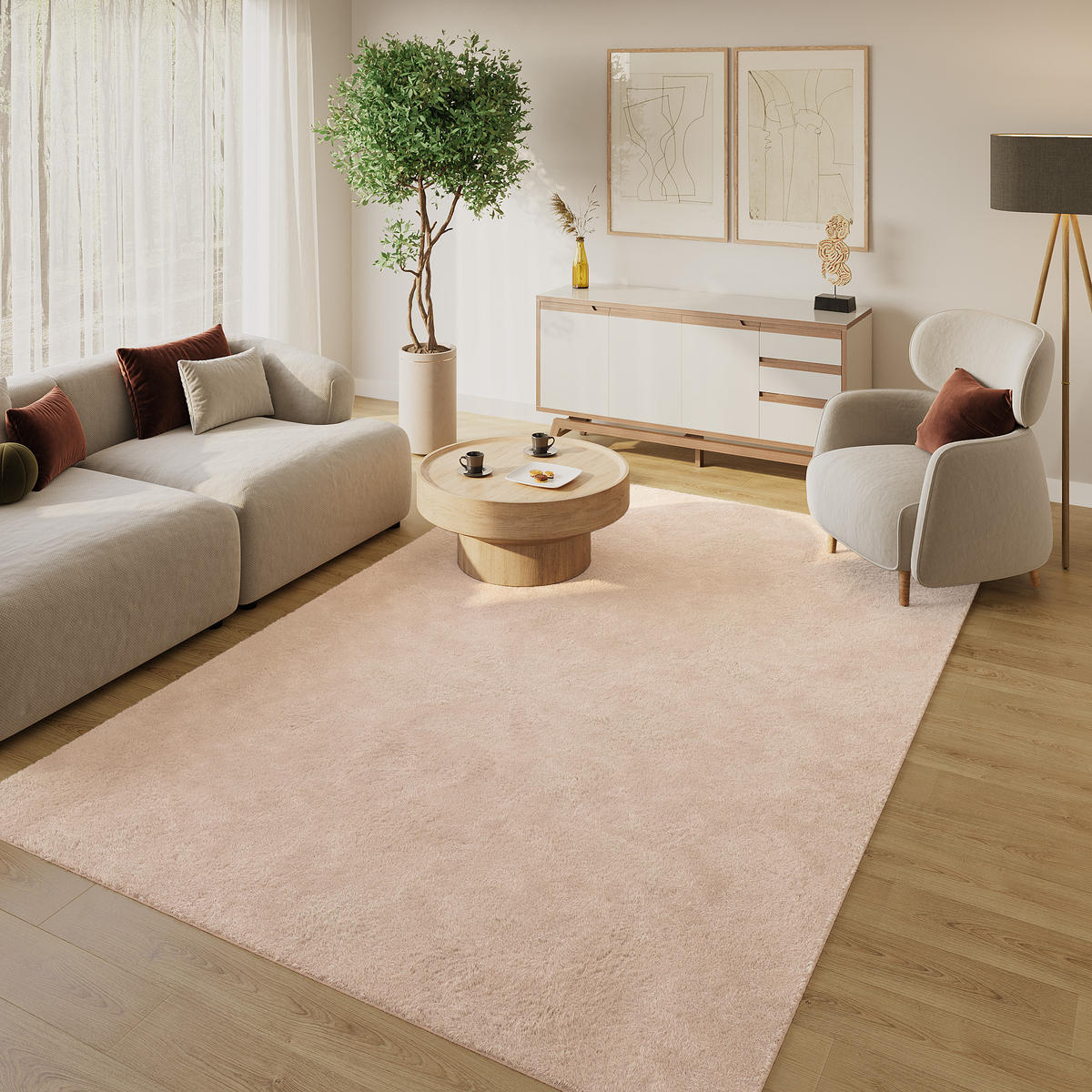 KURZFLORTEPPICH LUMI beige kuschelweich waschbar 240/340 cm - Beige, Textil (240/340cm) - Tapiso