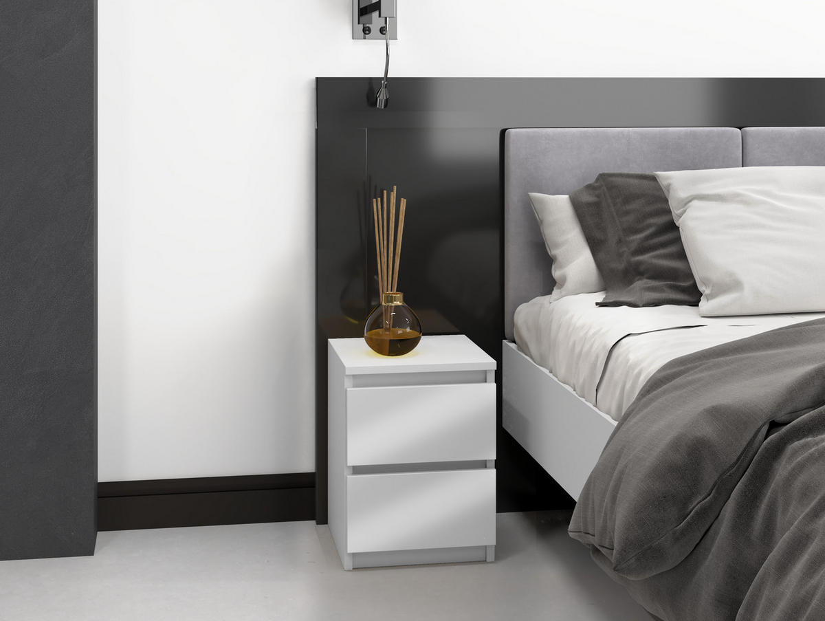 NACHTTISCH MALWA M2 - WEISS GLÄNZEND - Weiß Hochglanz/Weiß, Holzwerkstoff (30/40/30cm) - CDF