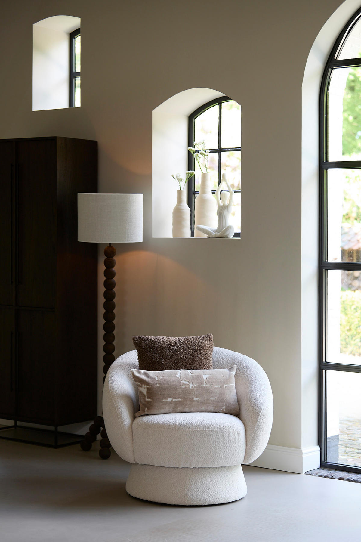 SESSEL Avoria Weiß Ø92/77 cm - Weiß, Textil (82/77/92cm) - Light & Living