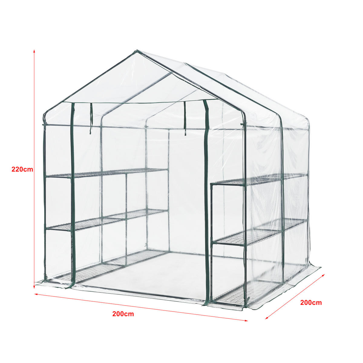 GEWÄCHSHAUS Grünau - Transparent, Kunststoff (200/220/200cm) - [en.casa]