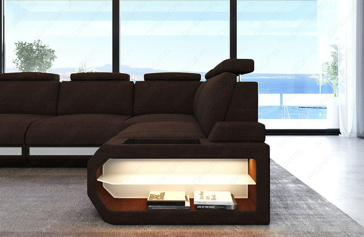 ECKSOFA Siena Braun Weiß Strukturstoff - Braun, Kunststoff (272/272cm)
