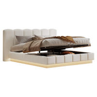 POLSTERBETT 180/200 cm in Weiß Bouclé mit Bettkasten, LED und hydraulischem Stauraum - Weiß, Holzwerkstoff/Textil (180/200cm) - STILVORA