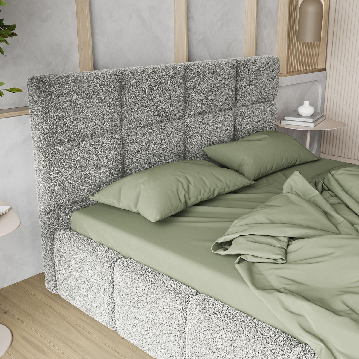 POLSTERBETT COMO 160x200 cm mit Bettkästen - Hellgrau - Hellgrau, Holz (160/200cm) - MASSENO