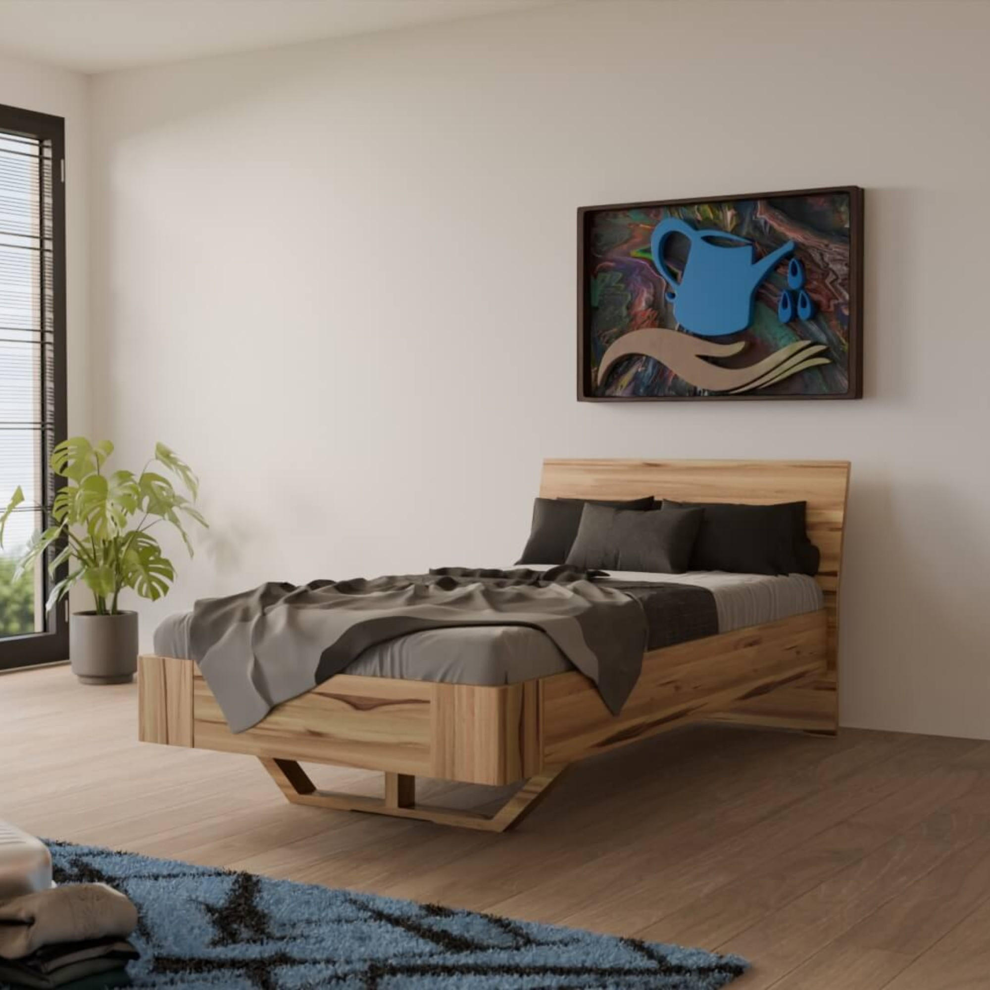 SCHWEBEBETT 120/200 cm aus Kernbuche - Braun, Holz (120/200cm) - MeinMassivholz