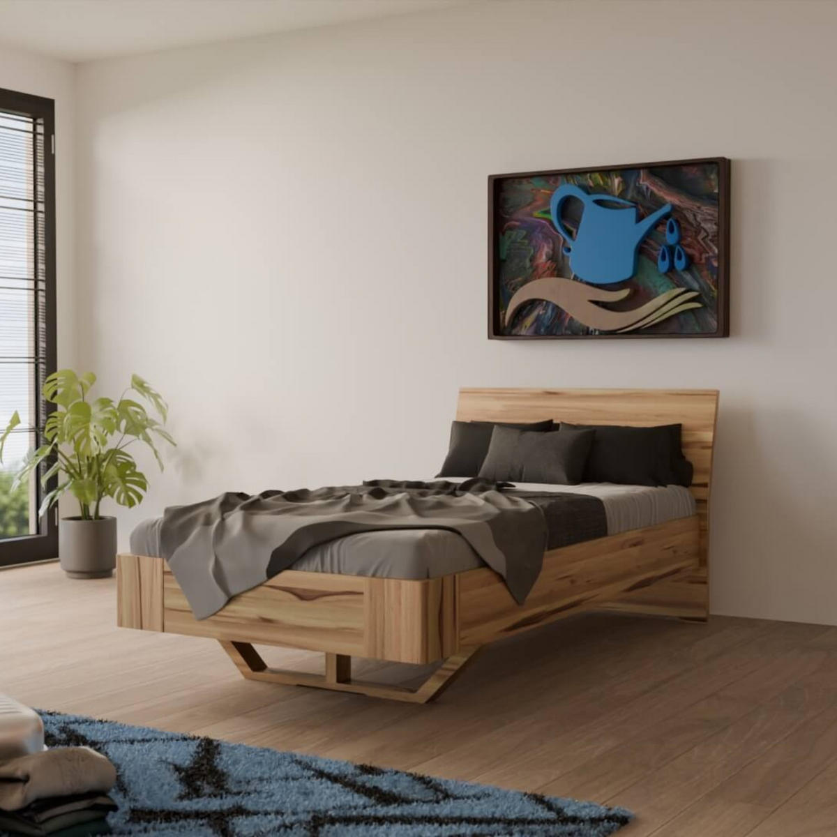 SCHWEBEBETT 120/200 cm aus Kernbuche - Braun, Holz (120/200cm) - MeinMassivholz