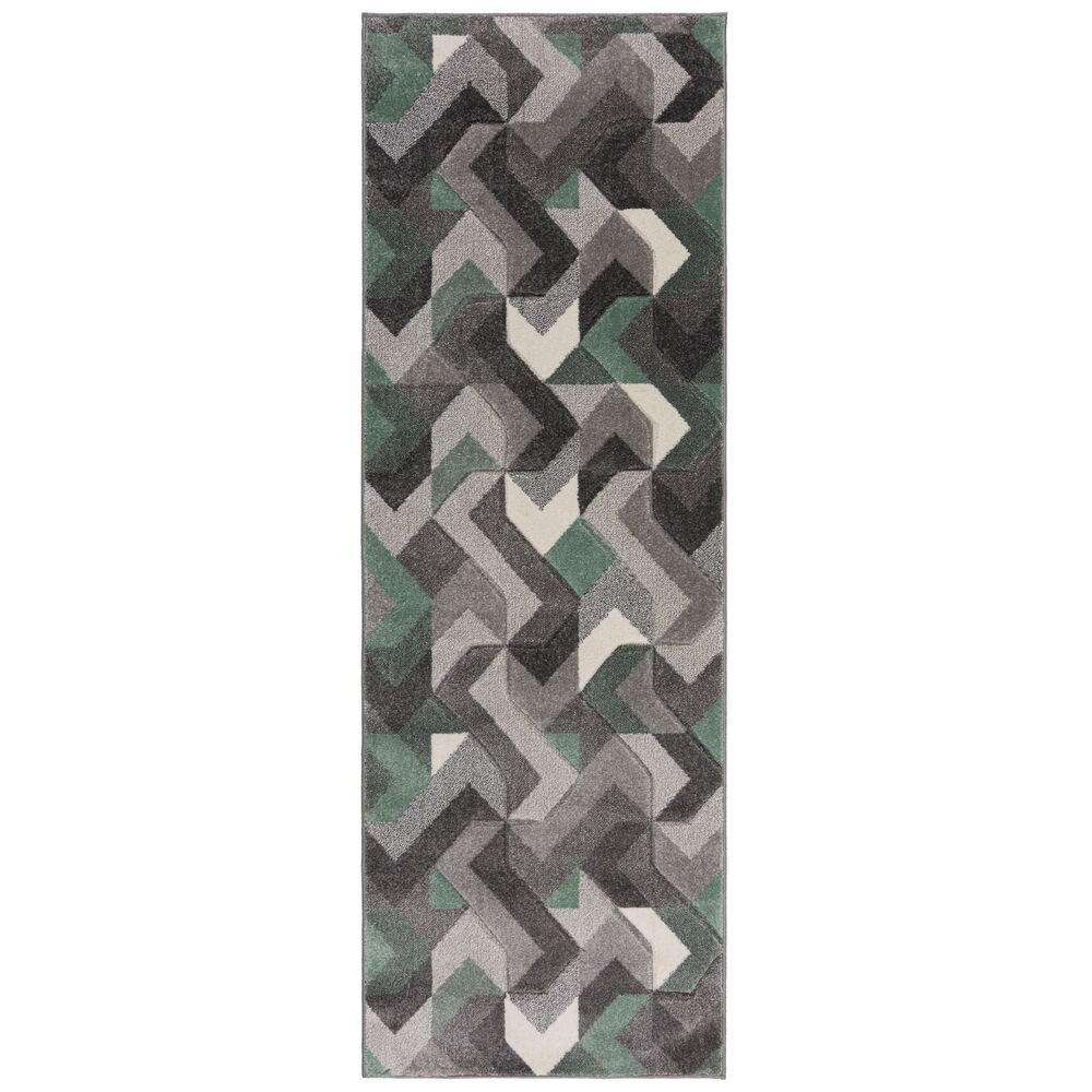 TEPPICH 3D-Relief-Design, handgeschnitzt NIDD RUTH, Grün-Grau 80x230 cm - Grün, Textil (80/230cm) - KADIMA DESIGN