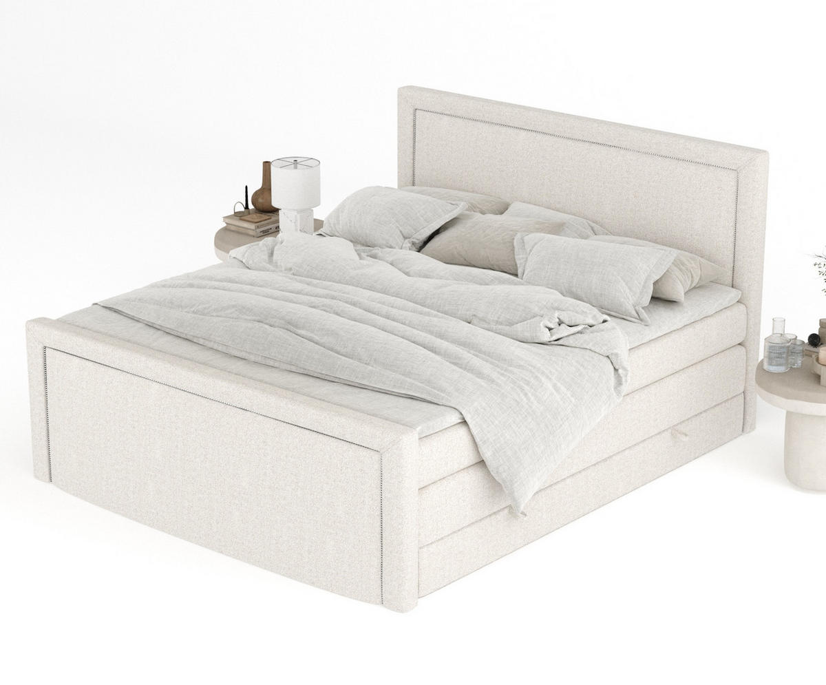 BOXSPRINGBETT Lavenda Beige 160/200 cm - Beige/Schwarz, Holz/Holzwerkstoff (160/200cm) - Maison de Reve