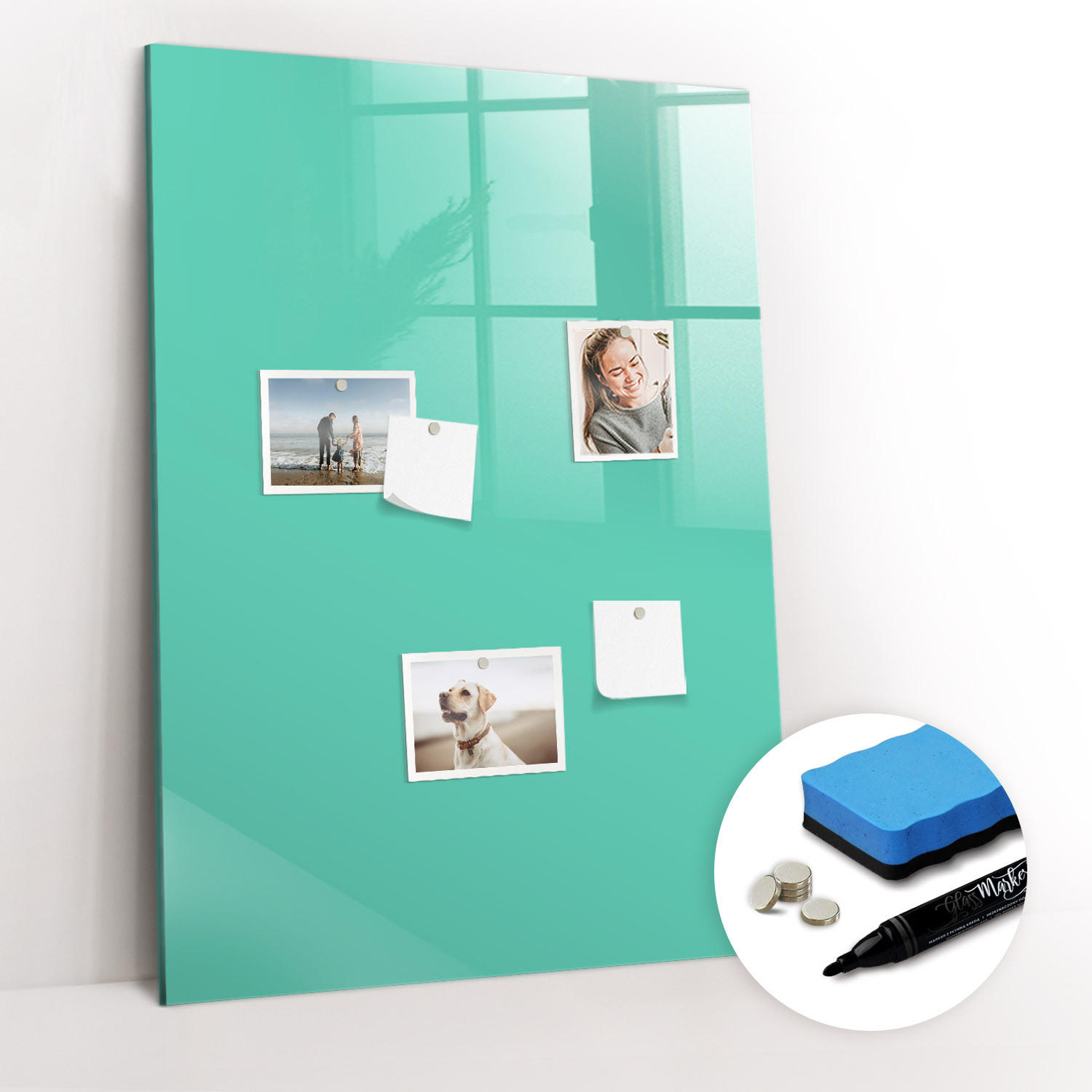 MAGNETTAFEL 70x100 Türkis schwarzer Marker - Türkis, Glas (70/0.4/100cm) - TULUP