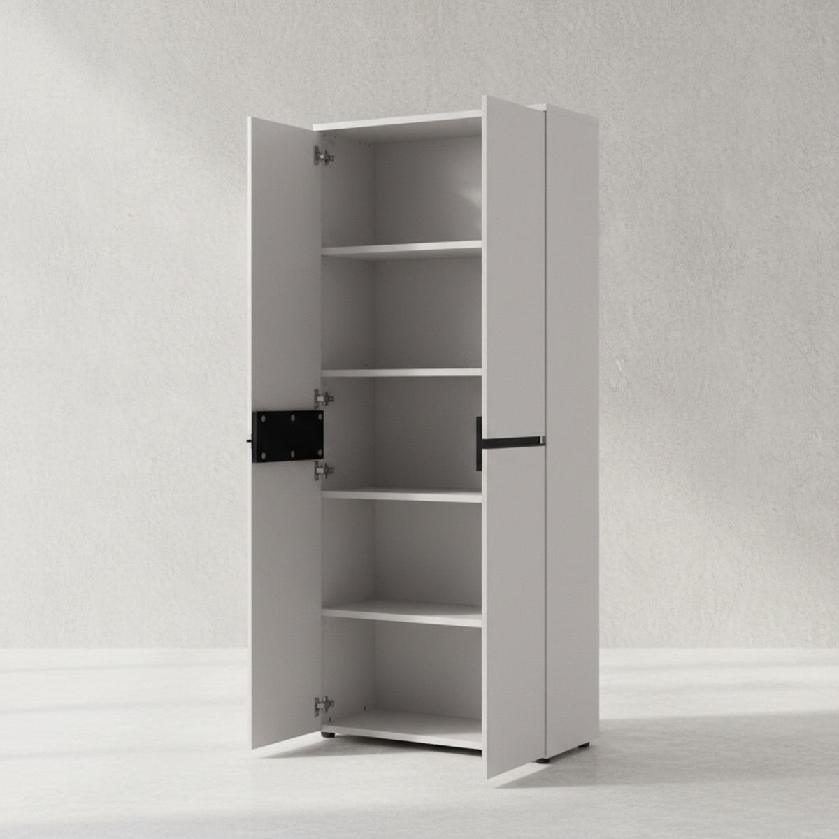 AKTENSCHRANK STUTTGART, 197 cm hoch, 5 Ordnerhöhen, Soft-Close Greige - Beige, Holzwerkstoff (81/197/40cm) - KADIMA DESIGN