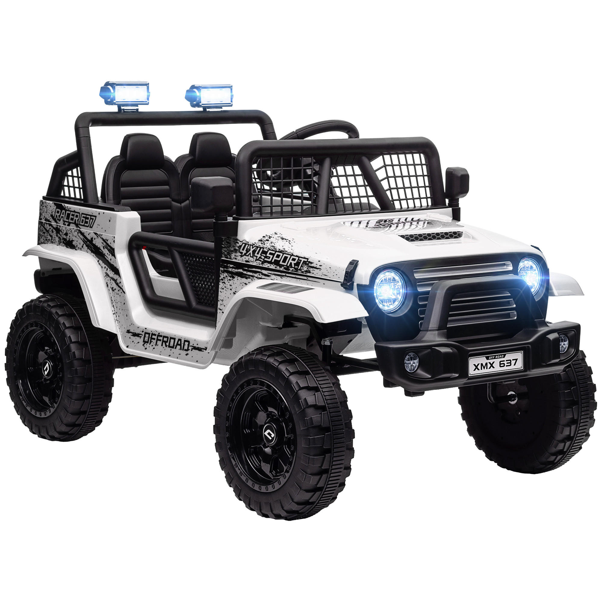 KINDER Elektroauto - Weiß, Metall (109/67/68.5cm) - AIYAPLAY